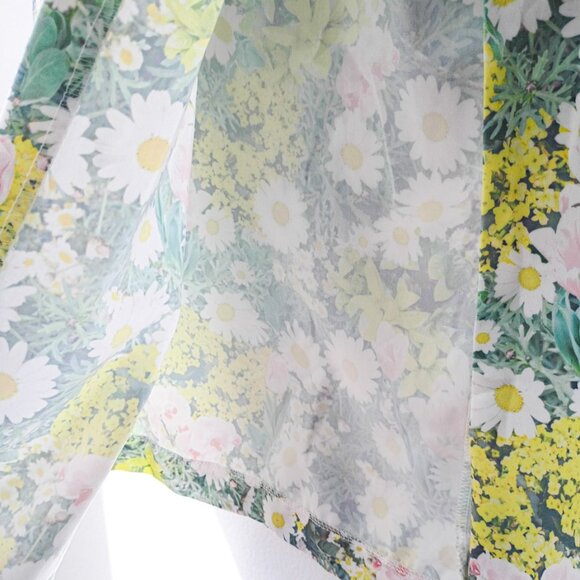 ZARA Floral Button Front Midi Skirt - Pastel Daisy Print, High Waisted | Size XS - Picture 3 of 7